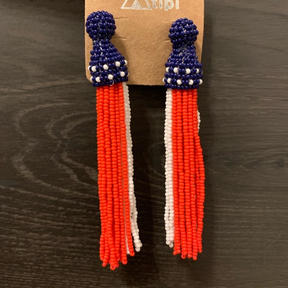 Fourth of July Firecracker Earrings Red White Blue - Picture 2 of 3
